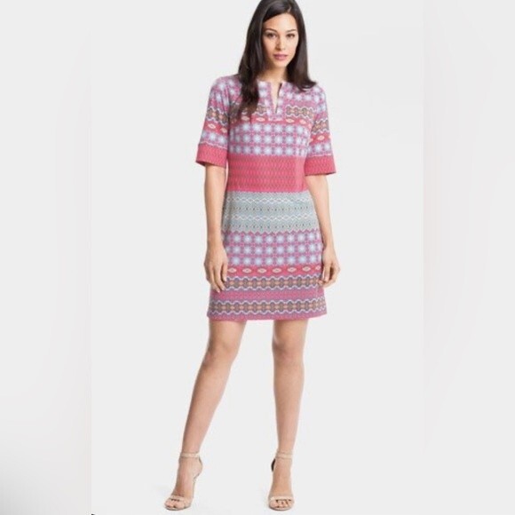 Donna Morgan geometric print shift dress size 8 - Picture 1 of 7